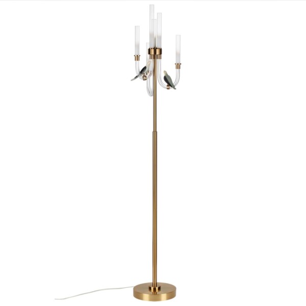 5431/12FL L-VISION ODL_EX25 095 золотой(под латунь)/белый градиент/беж./зеленый/ металл/стекло/керамика Торшер LED 12W 4000K LARK