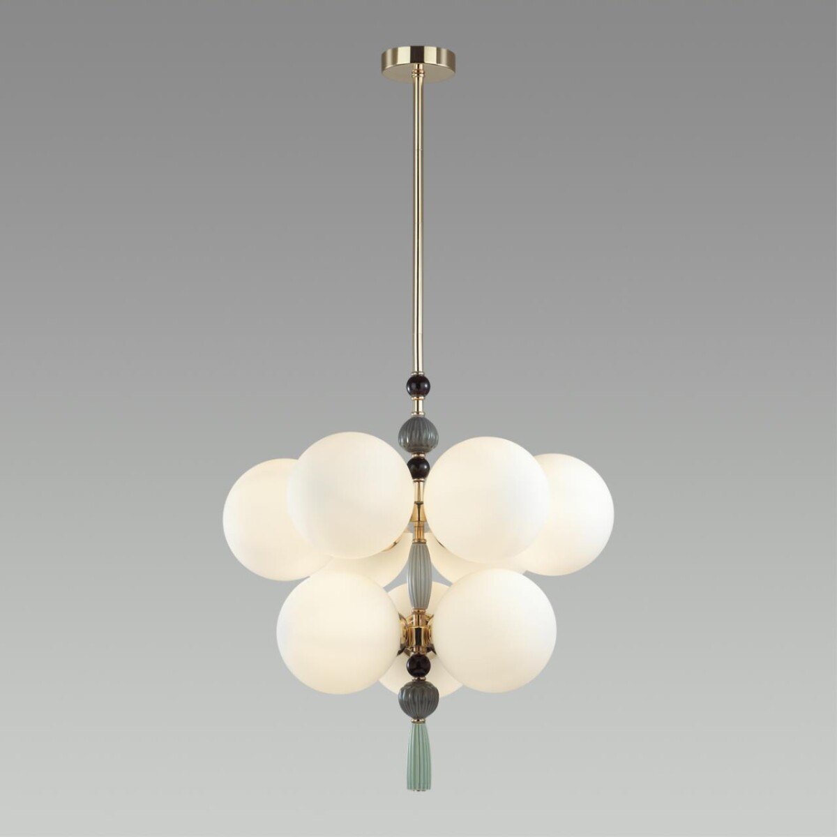 5405/9 MODERN ODL_EX23 123 золотой/серый/зеленый/белый матовый металл/керамика/стекло Люстра E14 9*40W PALLE — изображение 4