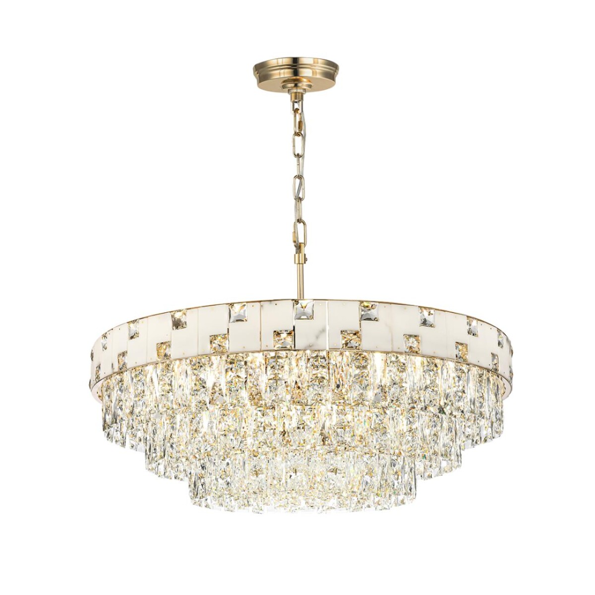 5076/21 HALL (В 2-х КОРОБКАХ) ODL24 599 золото/прозрачный/белый/металл/хрусталь/алебастр Люстра E14 21*40W CHESSI — изображение 2