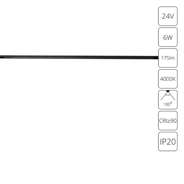 A6230PL-1BK СВЕТИЛЬНИК ТРЕКОВЫЙ ДЛЯ МАГНИТНОГО ШИНОПРОВОДА PRESTO 24В 6Вт 175лм 4000К 90+ 100°