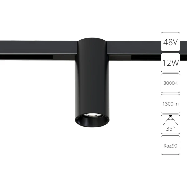 A7290PL-1BK СВЕТИЛЬНИК ПОТОЛОЧНЫЙ OPTIMA 48В 12Вт 1300Лм 3000К 90+ 36°