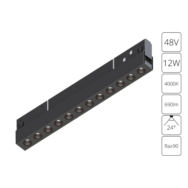 A5724PL-1BK СВЕТИЛЬНИК ПОТОЛОЧНЫЙ EXPERT 48В 12Вт 690Лм 4000К 90+ 24°