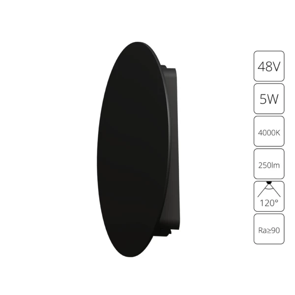 A6163PL-1BK СВЕТИЛЬНИК НАСТЕННЫЙ RAPID 48В 5Вт 250лм 4000К 90+ 120°