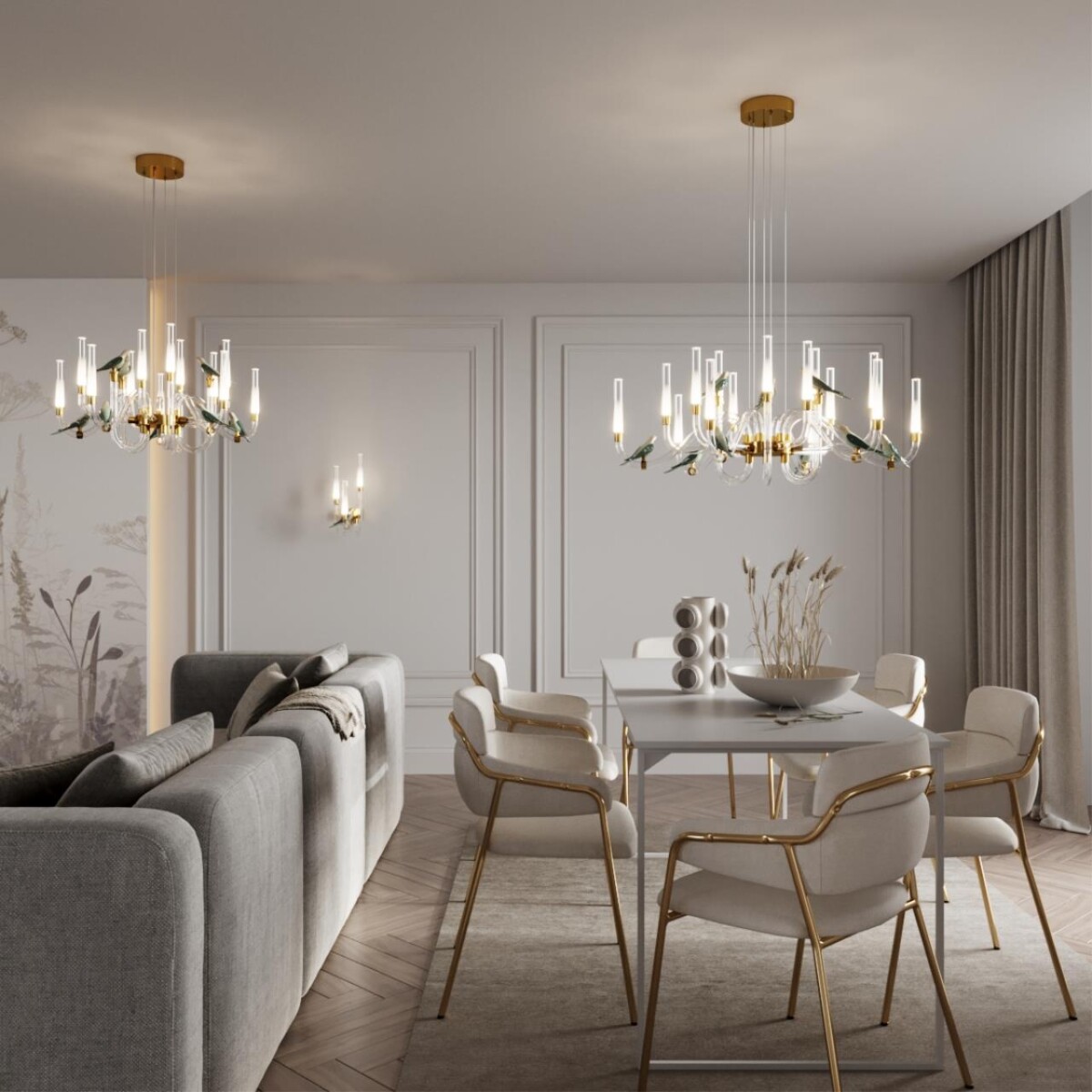 5431/6WL L-VISION ODL_EX24 093 золотой(под латунь)/белый градиент/беж./зеленый/ металл/стекло/керамика Бра LED 6W 4000K LARK — изображение 1