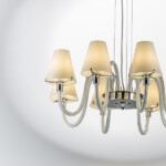 760086 Люстра подв. BIANCO 8х40W G9 ХРОМ БЕЛ. стекло - купить в интернет-магазине Светильники Торг