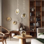 5443/1W HIGHTECH ODL_EX25 037 сатинированн.латунь/беж./металл/полирезин Настенный светильник 1*G9 LED*6W SATURN — изображение 2