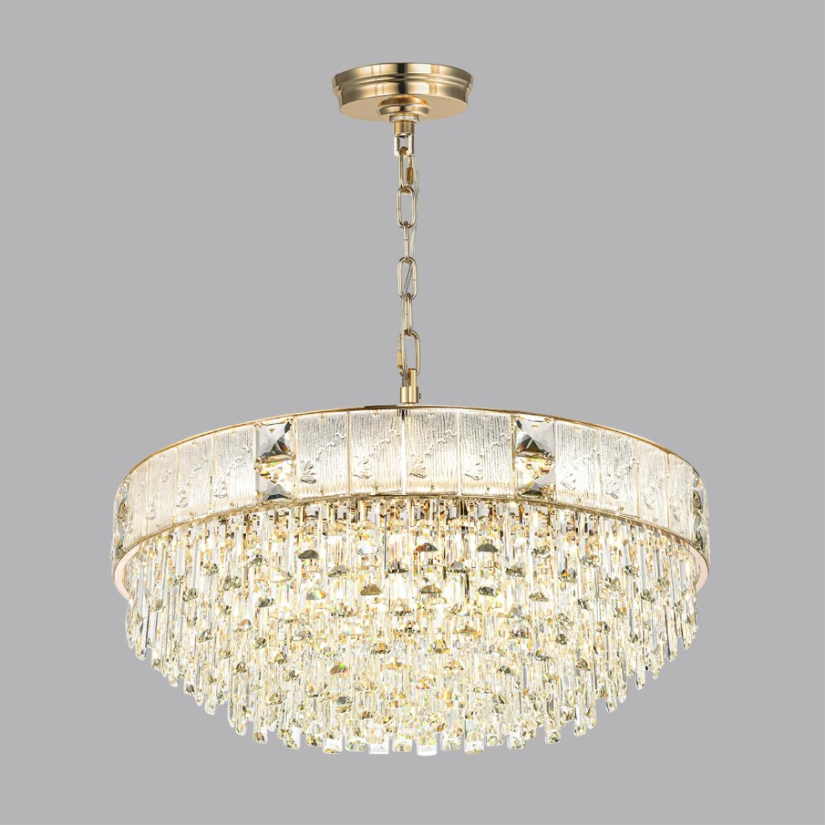 5070/21 HALL (В 2-х КОРОБКАХ) ODL24 601 золото/прозрачный/матовый/металл/хрусталь/стекло Люстра E14 21*40W FIESTA — изображение 3