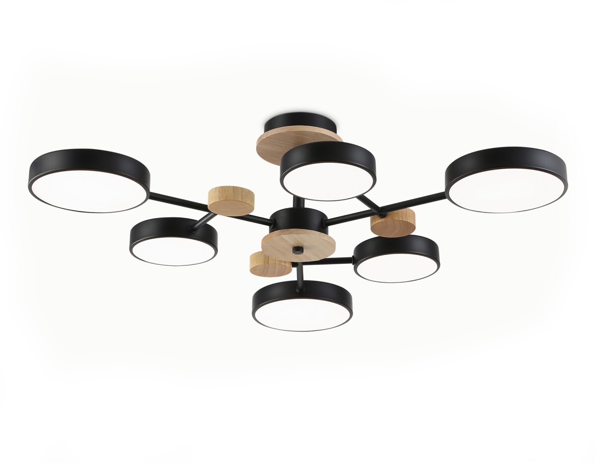 FL4863 FL4863/6 BK/WD черный/дерево 90W 3000-6000K D750*180 (без ПДУ) — изображение 1