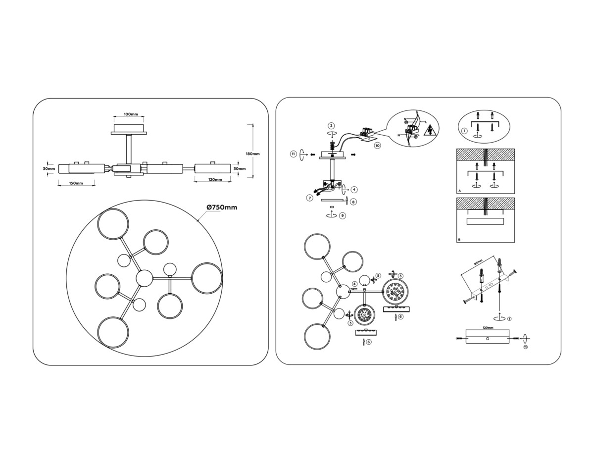 FL4863/6 BK/WD черный/дерево 90W 3000-6000K D750*180 (без ПДУ) — изображение 9