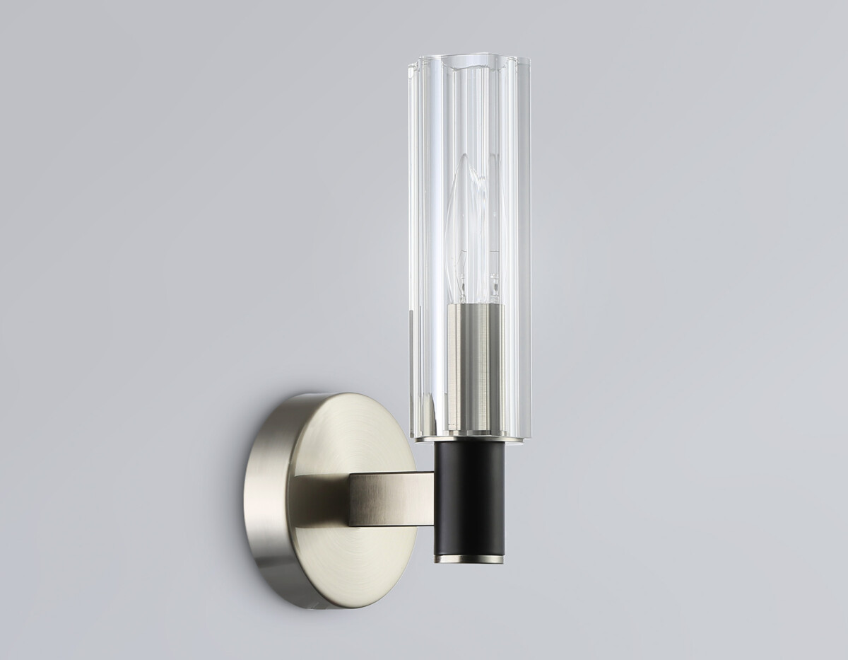 LH55507 SN/BK/CL сатин никель/черный/прозрачный E14 max 40W 120*100*250 — изображение 4