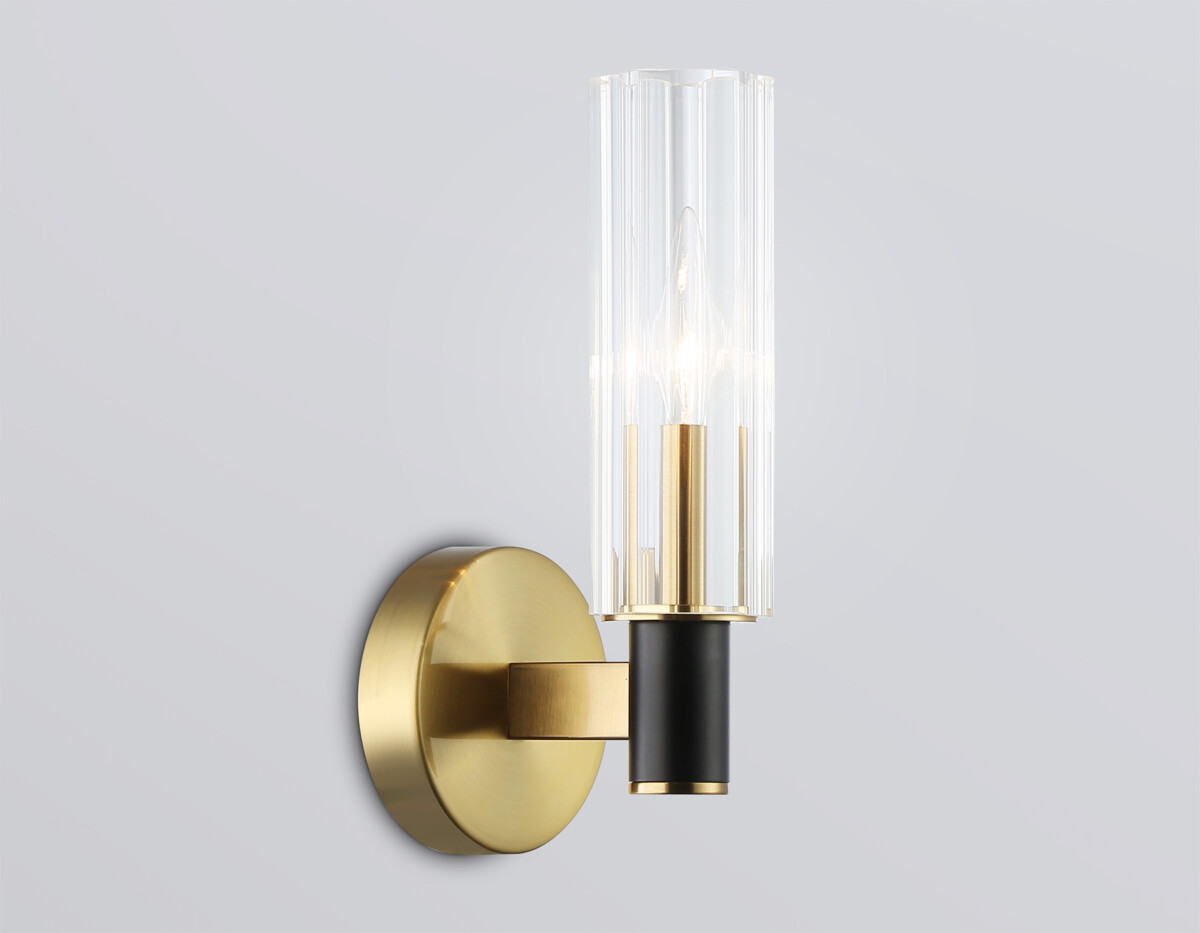 LH55517 BK/BS/CL черный/латунь/прозрачный E14 max 40W 120*100*250 — изображение 2