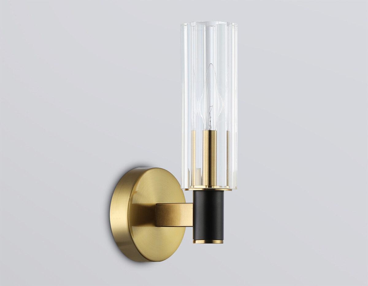 LH55517 BK/BS/CL черный/латунь/прозрачный E14 max 40W 120*100*250 — изображение 4