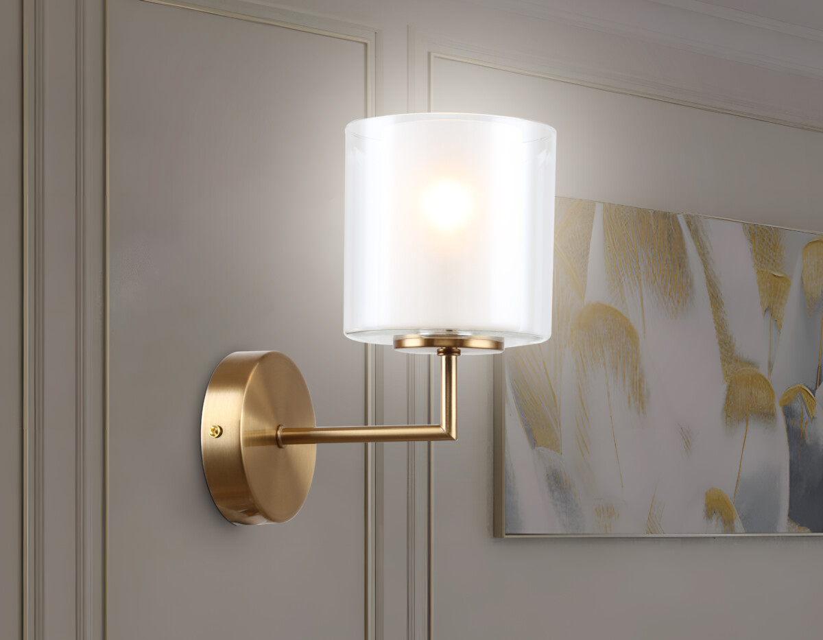 LH56015 BS/FR латунь/белый матовый E14 max 40W 190*120*220 — изображение 7