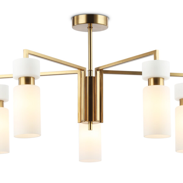 LH56124/5 BS/FR латунь/белый матовый E14*5 max 40W D605*350