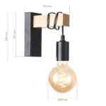 SL1142.401.01 Светильник настенный Черный, Светлое дерево E27 1*60W BAGETTI — изображение 5