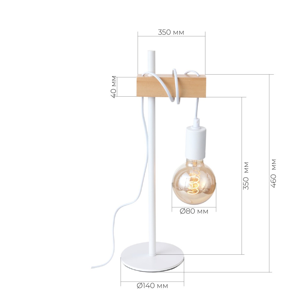 SL1142.504.01 Прикроватная лампа Белый, Светлое дерево E27 1*60W BAGETTI — изображение 4