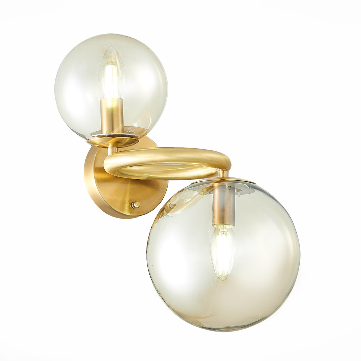 SL1162.301.02 Светильник настенный ST-Luce Латунь/Коньячный E14 2*40W GORIZIA — изображение 1