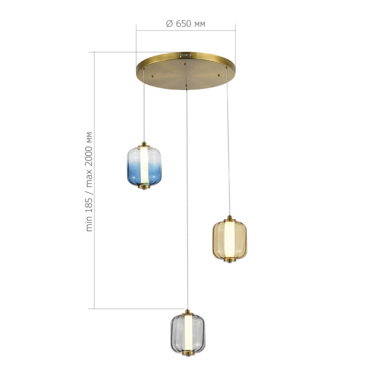 SL1193.303.03 Светильник подвесной ST-Luce Латунь/Янтарный,Дымчатый,Голубой LED 3*11,2W 3000K SUMMER — изображение 3