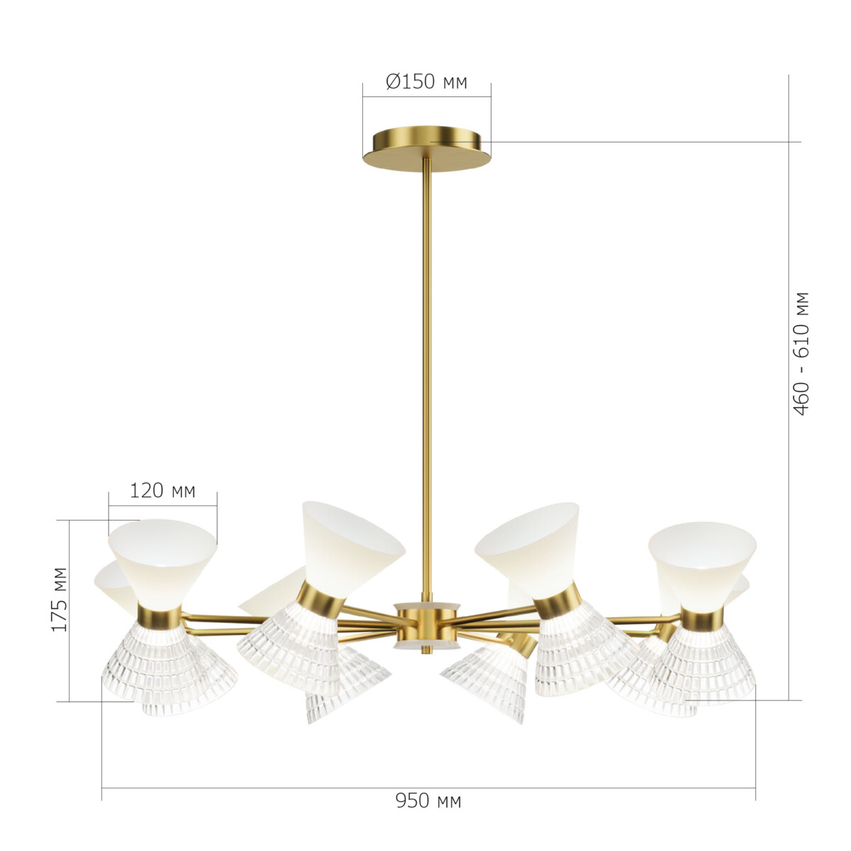 SL2004.313.12 Светильник подвесной ST-Luce латунь/прозрачный, белый, латунь G9 LED 12*5W SPIRIT — изображение 2