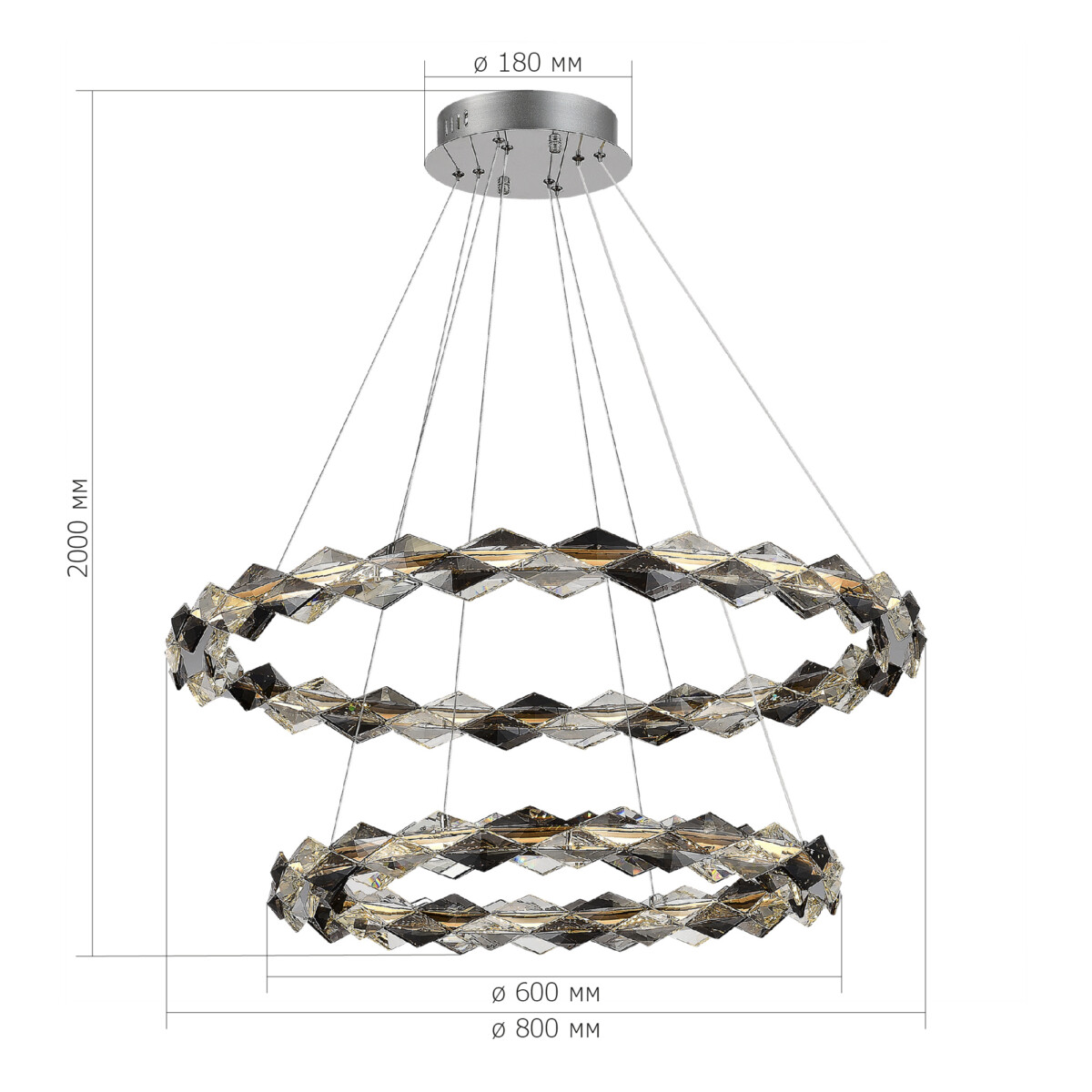 SL6009.103.02 Люстра подвесная ST-Luce Хром/Прозрачно-Дымчатый LED 1*45W 3000K DIAMANTA — изображение 4
