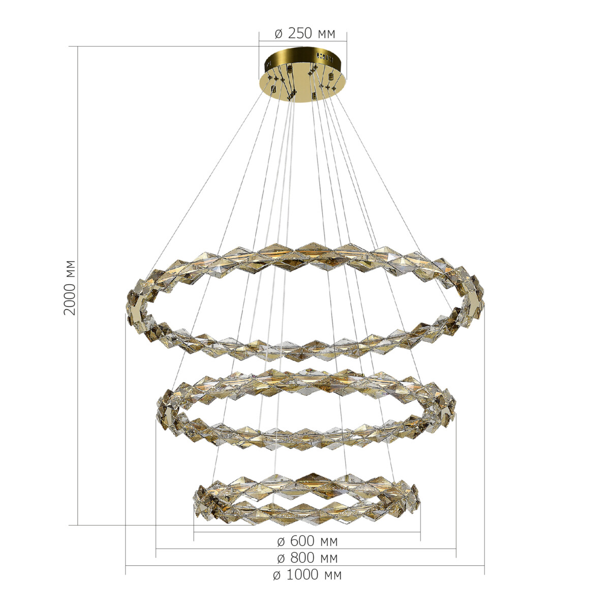 SL6009.203.03 Люстра подвесная ST-Luce Золотистый/Прозрачный,Янтарный LED 1*75W 3000K DIAMANTA — изображение 4