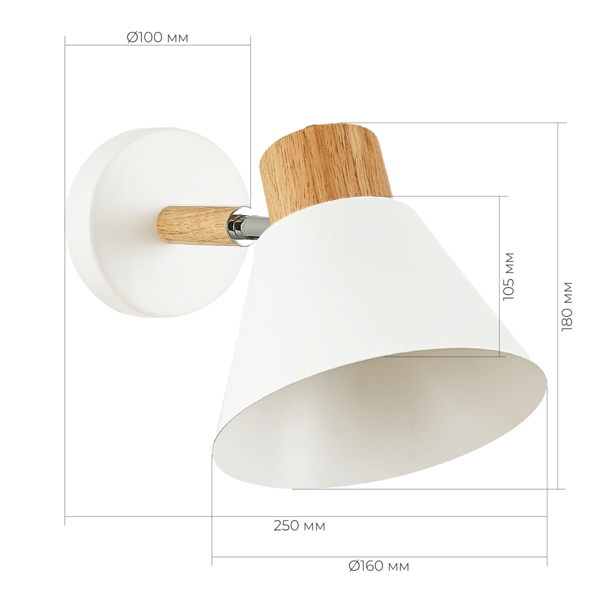 SLE103701-01 Светильник настенный Светлое дерево, Белый/Белый E27 1*60W BUVE — изображение 3