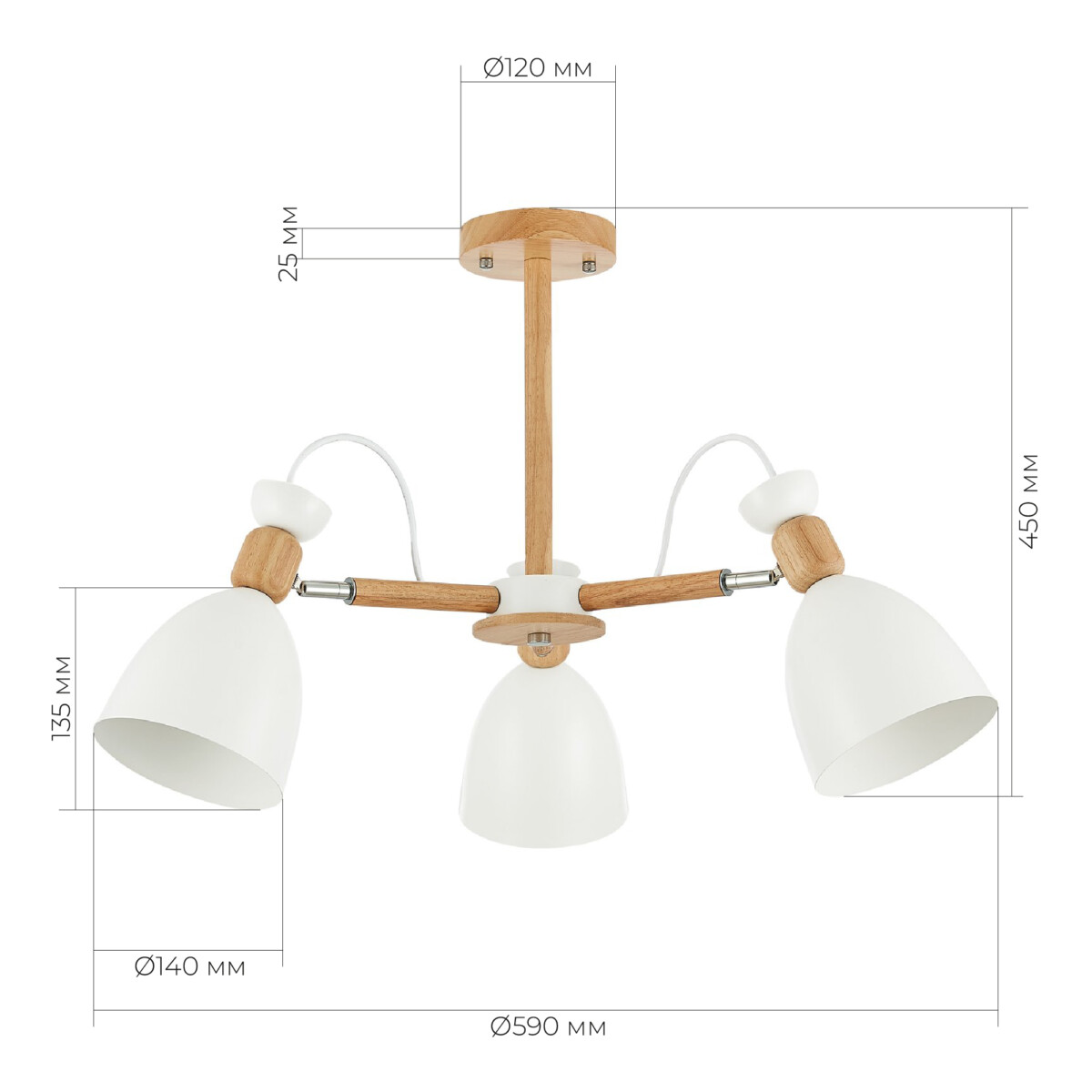 SLE103802-03 Светильник потолочный Светлое дерево, Белый/Белый E27 3*60W BALCAMO — изображение 4
