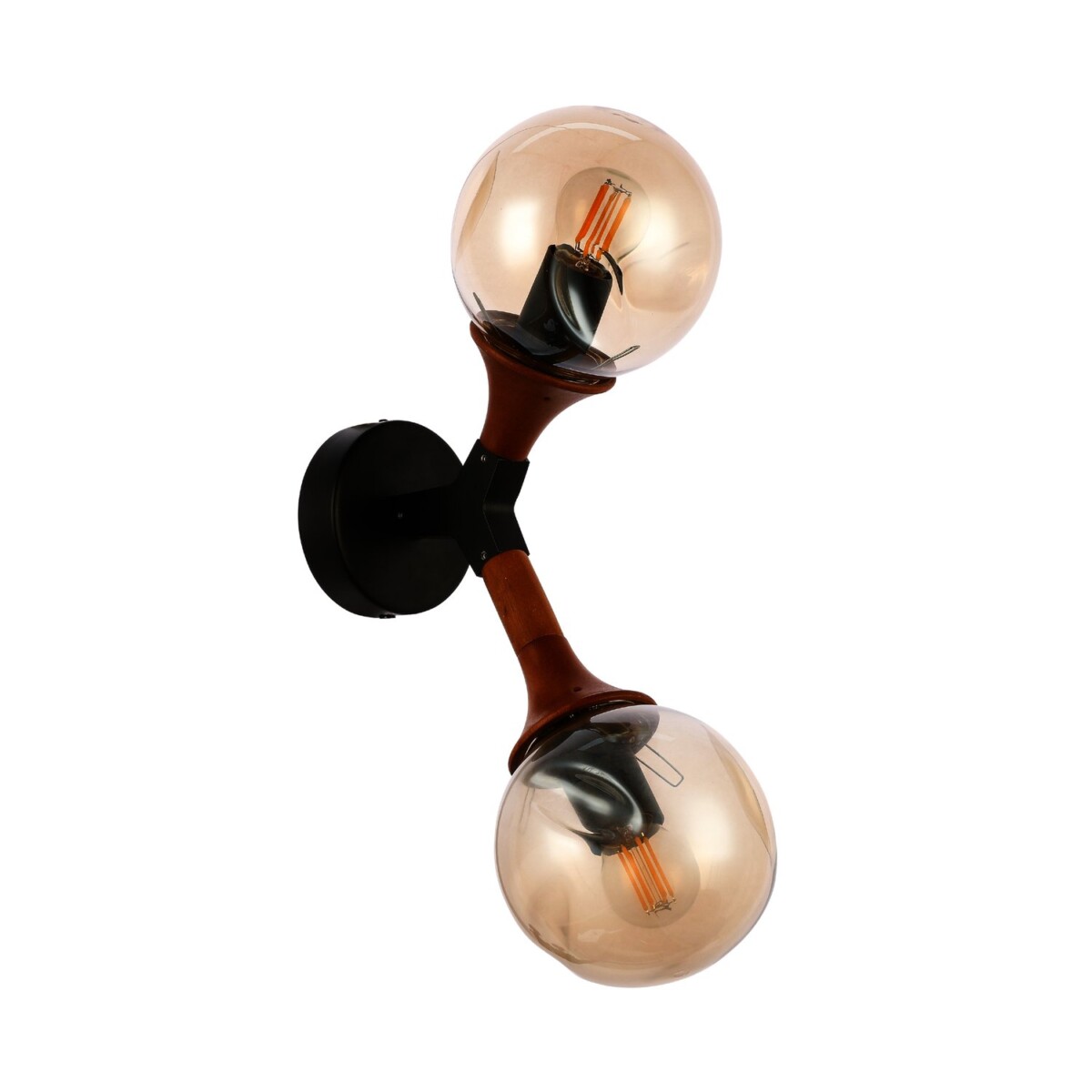 SLE109401-01 Светильник настенный Черный, Темное дерево/Прозрачный, Янтарный E27 2*60W RAQUEL — изображение 2