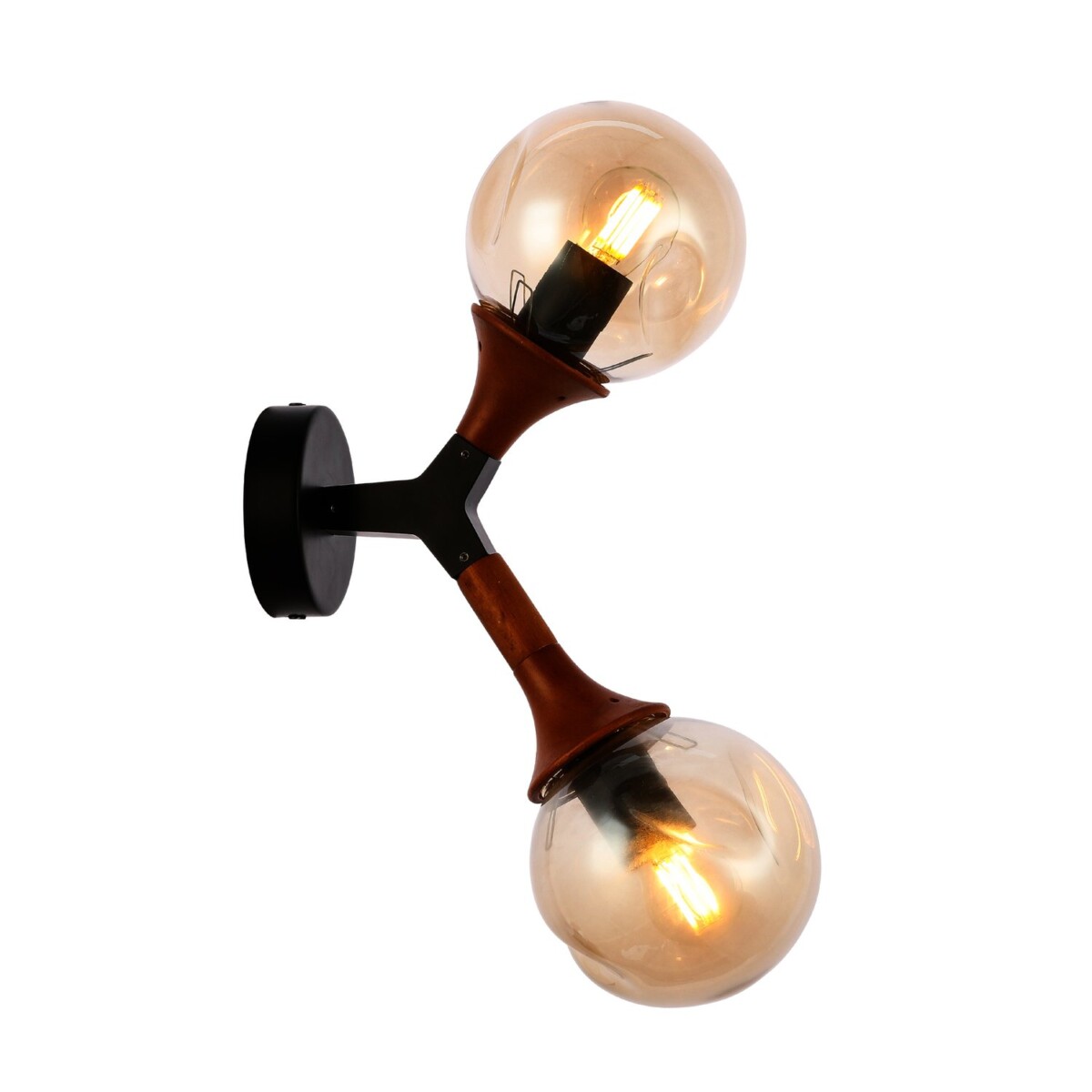 SLE109401-01 Светильник настенный Черный, Темное дерево/Прозрачный, Янтарный E27 2*60W RAQUEL — изображение 3