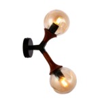 SLE109401-01 Светильник настенный Черный, Темное дерево/Прозрачный, Янтарный E27 2*60W RAQUEL — изображение 3