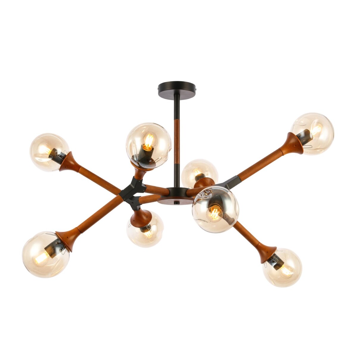 SLE109402-08 Светильник потолочный Черный, Темное дерево/Прозрачный, Янтарный E27 8*60W RAQUEL — изображение 1