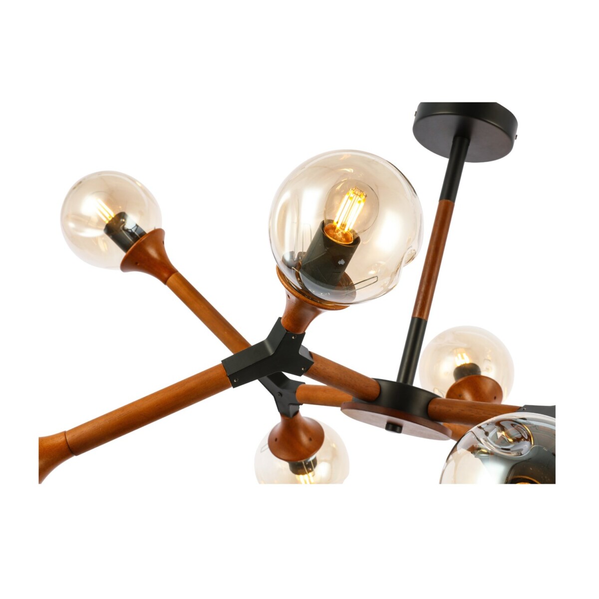 SLE109402-08 Светильник потолочный Черный, Темное дерево/Прозрачный, Янтарный E27 8*60W RAQUEL — изображение 3