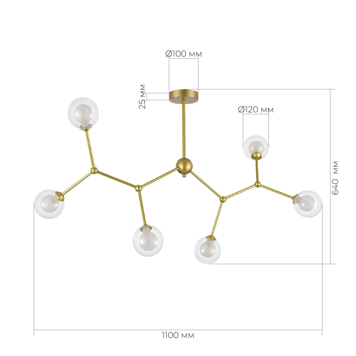 SLE1106-203-06 Светильник подвесной Золотистый/Прозрачный, Белый G9 LED 6*5W ARCUS — изображение 4