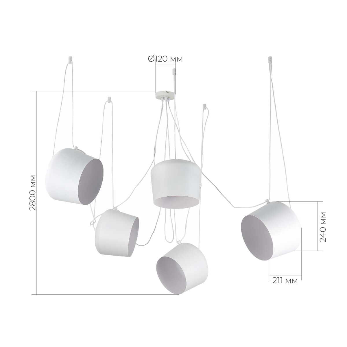 SLE120653-05 Светильник подвесной Белый/Белый E27 5*40W TRIESTE — изображение 3