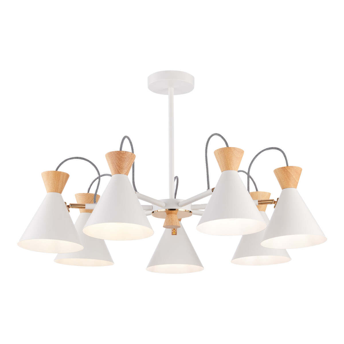 SLE125102-07_01W SLE125102-07 Светильник потолочный Белый, Золотистый/Белый, Светлое дерево E14 7*40W MODICA — изображение 1