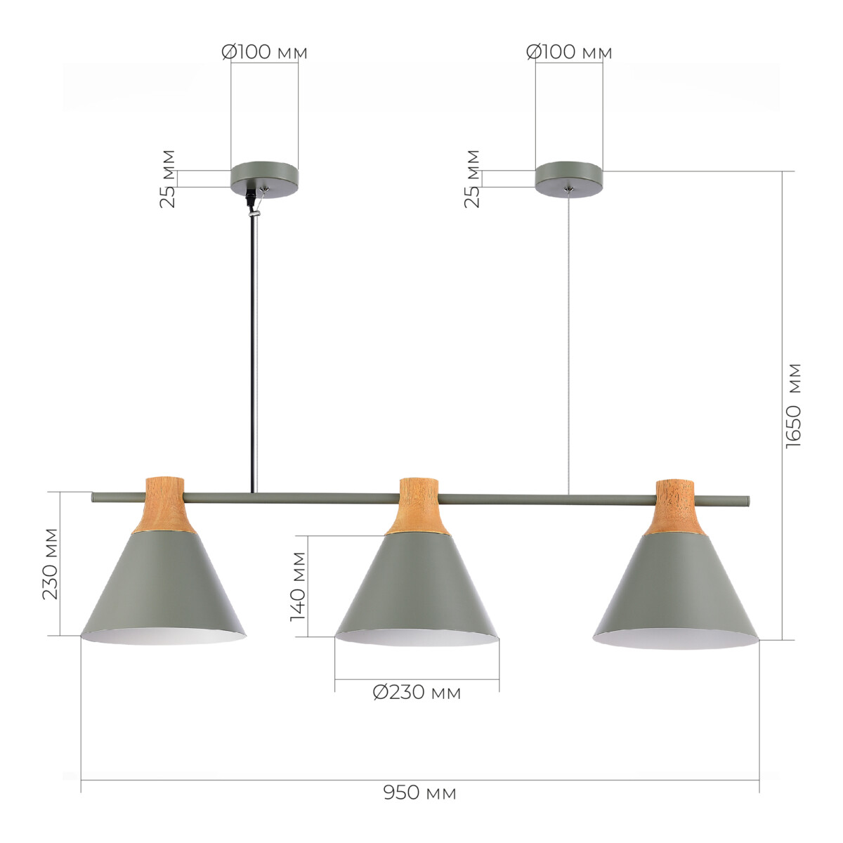 SLE125113-03 Светильник подвесной Серый/Серый, Светлое дерево E27 3*60W MODICA — изображение 5