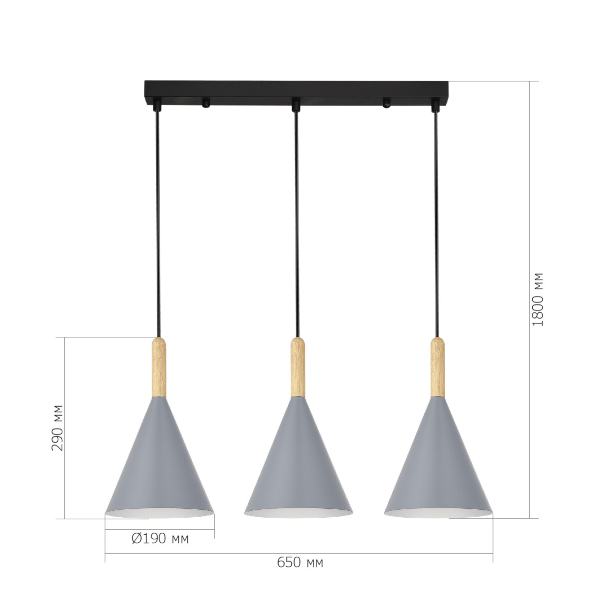 SLE1255-413-03 Светильник подвесной Черный/Серый E27 3*40W ARKET — изображение 4