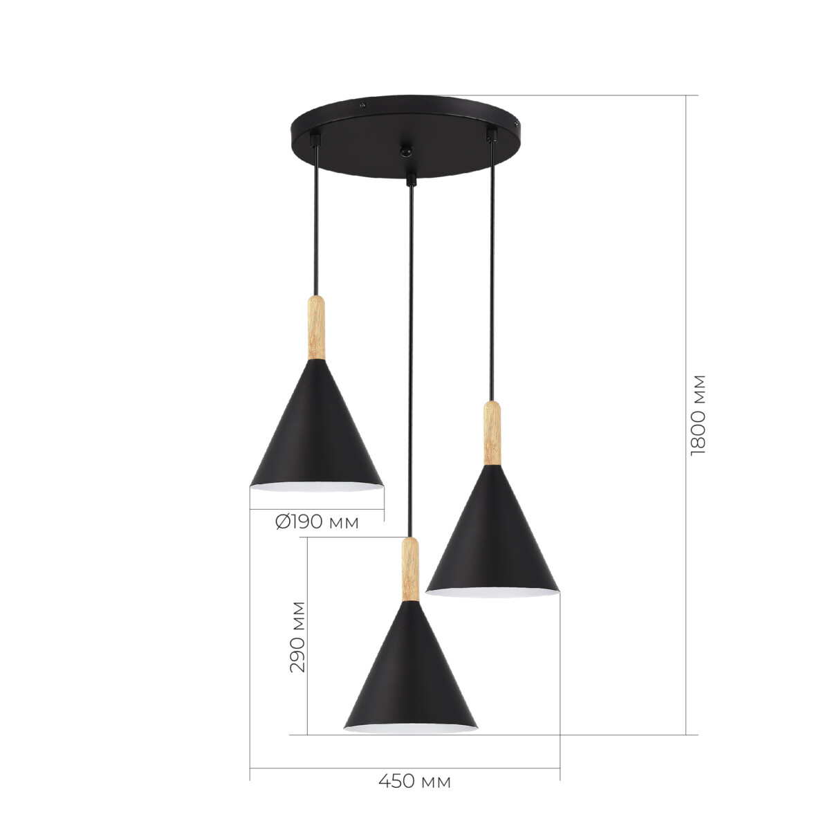 SLE1255-423-03 Светильник подвесной Черный/Черный E27 3*40W ARKET — изображение 4