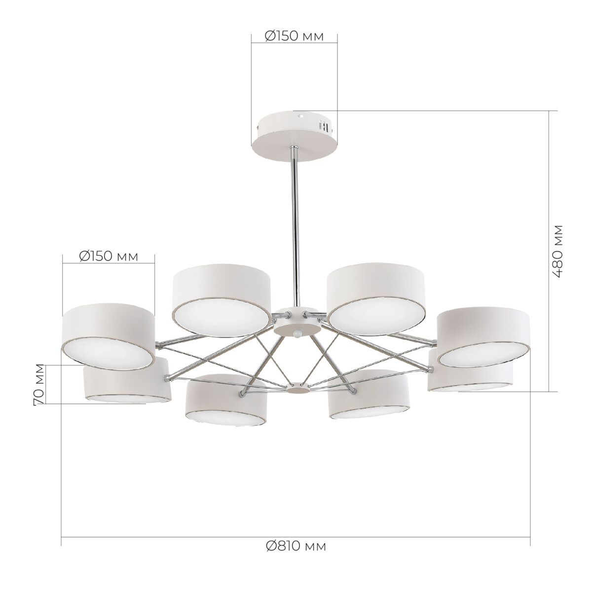 SLE6005-502-08 Светильник потолочный Белый, Хром/Белый LED 8*10W VALLE — изображение 5