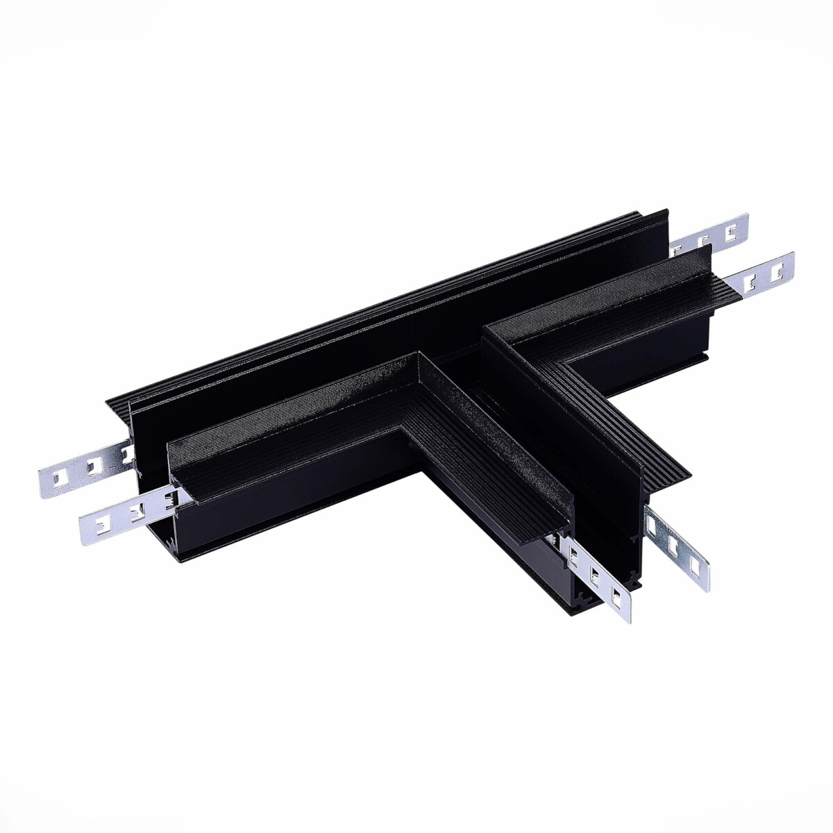 ST007.499.12_01W ST007.499.12 Коннектор T-образный для встраиваемого магнитного шинопровода под ГКЛ 12мм ST-Luce Черн SKYLINE 48 — изображение 1