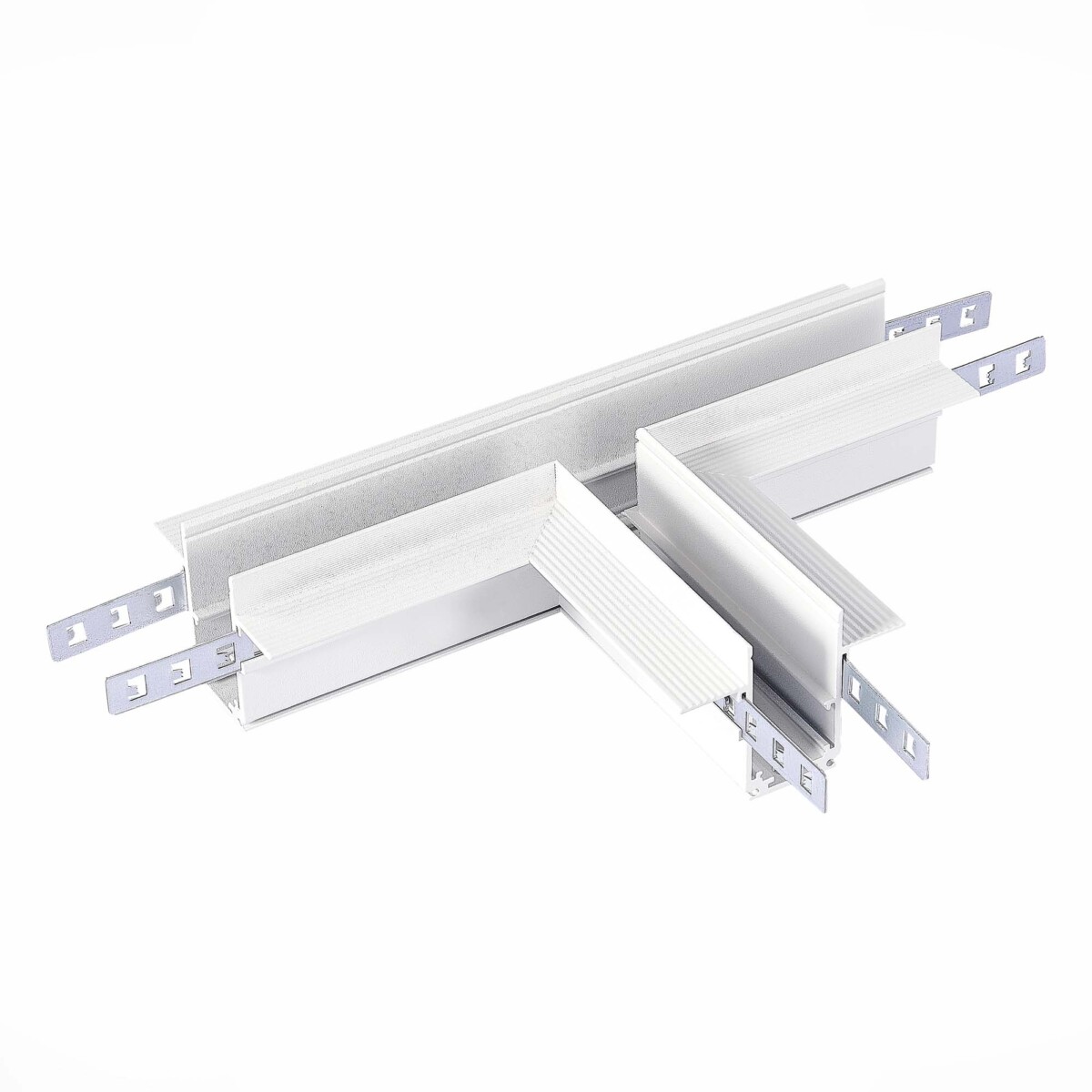 ST007.599.12_01W ST007.599.12 Коннектор T-образный для встраиваемого магнитного шинопровода под ГКЛ 12мм ST-Luce Белы SKYLINE 48 — изображение 1