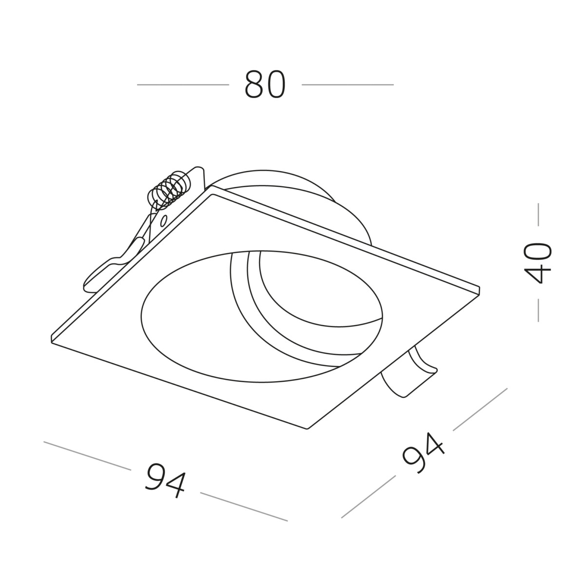ST208.518.01 Св-к встр. Белый GU10 1*50W  L94xW94xH40 220V Без ламп Встраиваемые светильники — изображение 4
