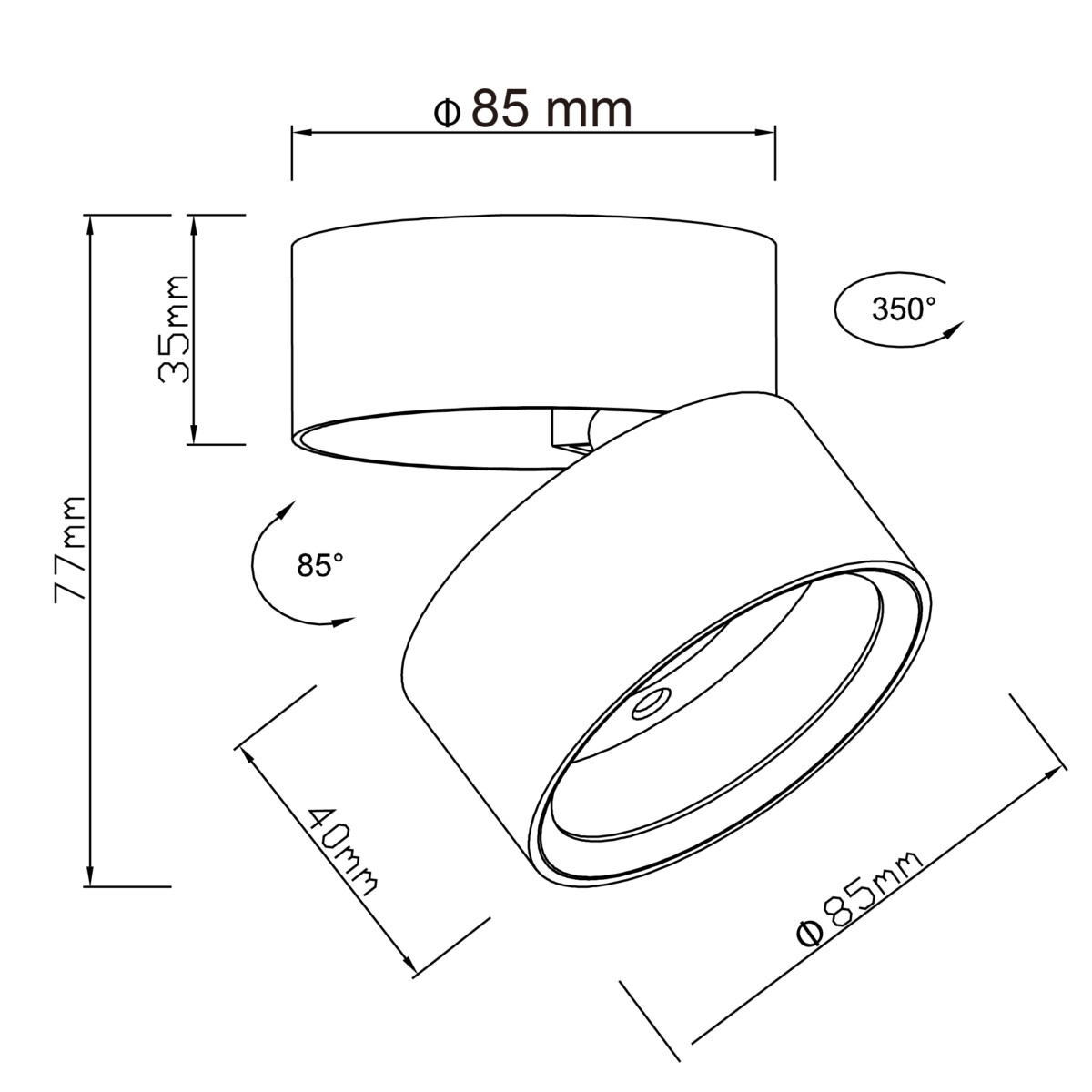 ST651.402.01 Светильник потолочный Черный GX53 1*50W IP20 D85xH77 220V Без ламп Накладные светильники — изображение 5