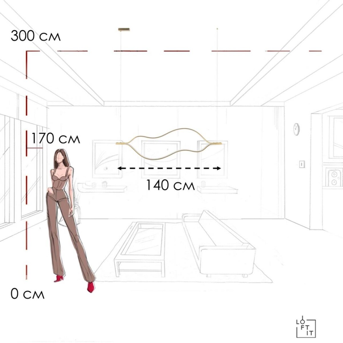 в наличии 10403/1400 AB Подвесной светильник LOFT IT Tape Light - купить в интернет-магазине Светильники Торг