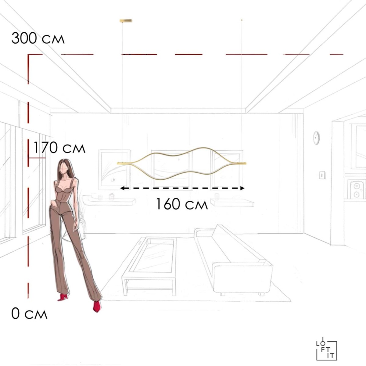в наличии 10403/1600 AB Подвесной светильник LOFT IT Tape Light - купить в интернет-магазине Светильники Торг