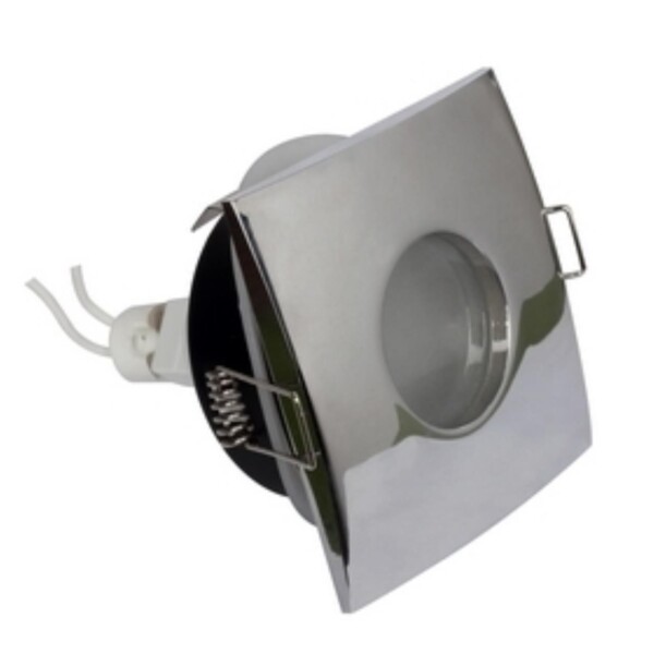 2593-1C, светильник врезной, лампа в комплекте, размеры L*H: 83*83 мм, диаметр монтажного отверстия 73 мм, материал алюминий, цвет хром, степень защиты: IP44, мощность лампы 5W, тип лампы MR16, цоколь GX53