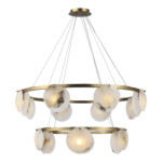 utsenka-SL1520.303.14 Светильник подвесной ST-Luce Латунь/Алебастр G9 14*5W 4000K CLAM