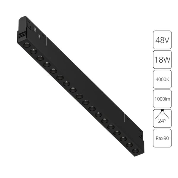 A5725PL-1BK СВЕТИЛЬНИК ПОТОЛОЧНЫЙ EXPERT 48В 18Вт 1000Лм 4000К 90+ 24°