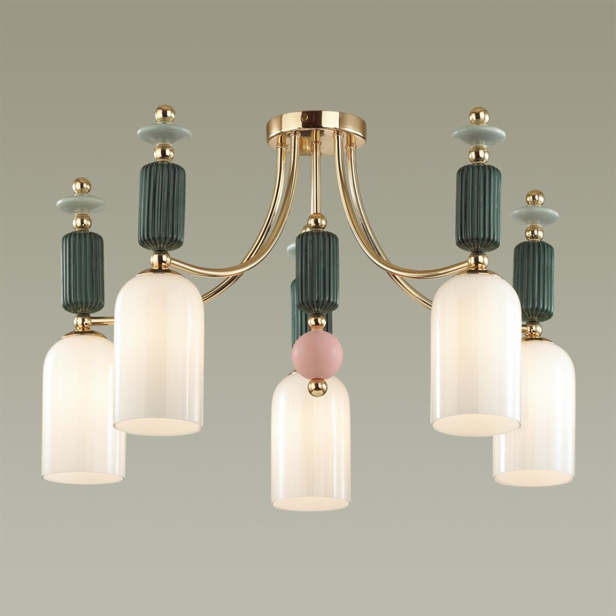 4861/5C CLASSIC ODL_EX21 129 золото/разноцветн./керамика/стекло Люстра потолочная E14 5*40W CANDY — изображение 6