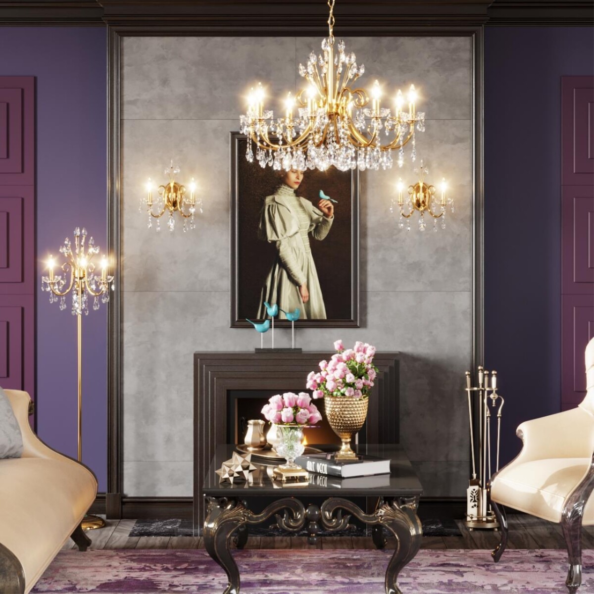 4977/6 HALL ODL23 627 золотой/хрусталь Люстра E14 6*40W VERSIA — изображение 1